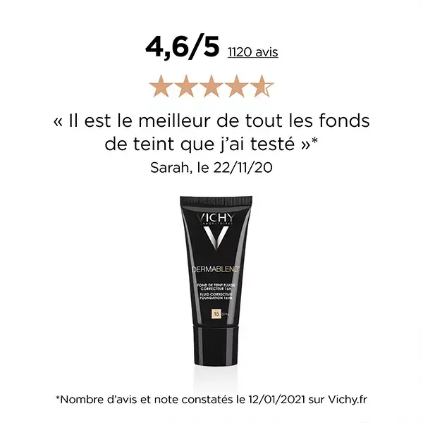 Vichy Dermablend Fond de Teint Fluide Correcteur 16h N°20 Vanilla 30ml