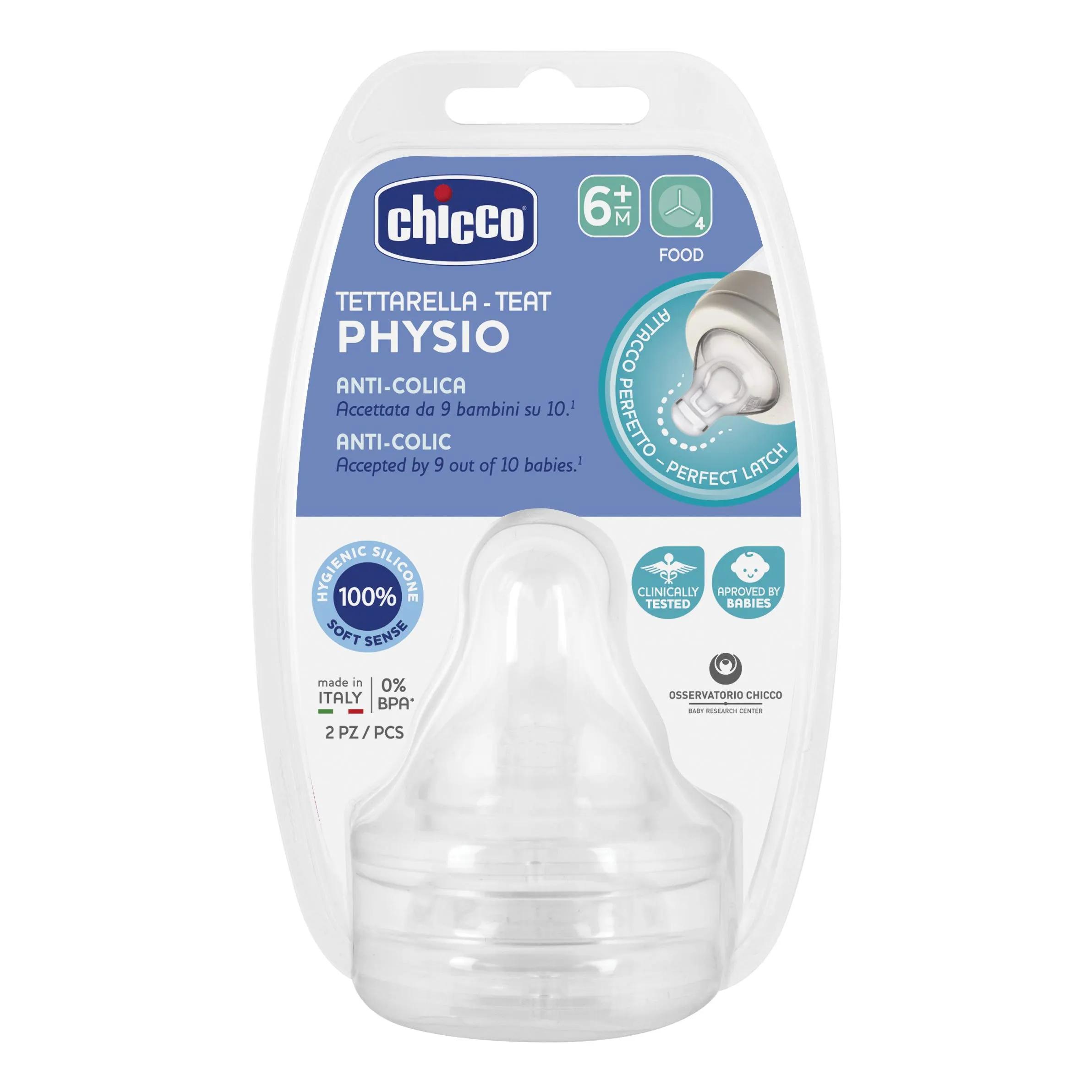 Chicco Tettarella Perfect5 Anti-Colica Silicone Flusso Pappa +6m 2 Pezzi