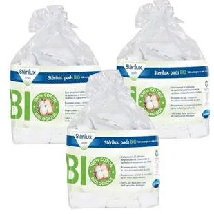 Hartmann Stérilux Pads Bio Rettangoli di Cotone 7,5 x 9,5cm 160 unità Lotto di 3