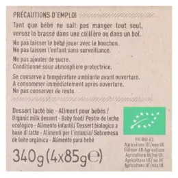 Babybio Desserts Lactés Gourde Brassé Lait de Brebis Prune +6m Bio 4 x 85g