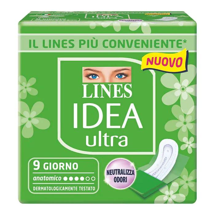 Lines Idea Ultra Anatomico Assorbenti Anti-Odore Flussi Medi 9 Pezzi