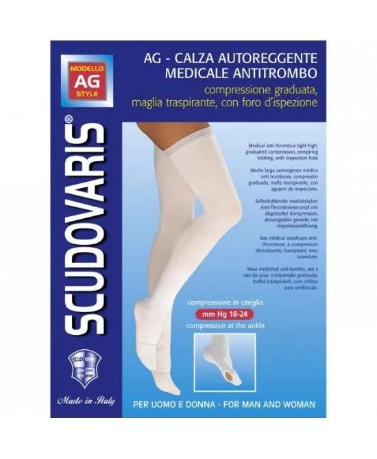 Scudovaris AG Calza Autoreggente Medicale Antitrombo Colore Bianco Taglia 4