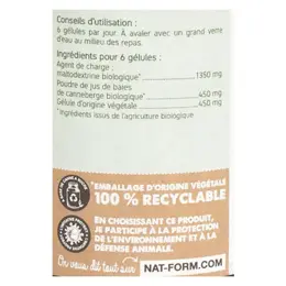 Nat & Form Bio Canneberge 200 gélules végétales