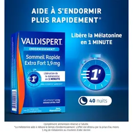Valdispert Sommeil Rapide Extra Fort 1.9mg Mélatonine Lot de 2 x 40 comprimés