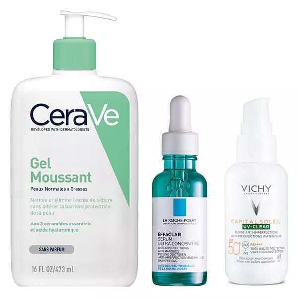 Cerave Gel Moussant 473ml + La Roche-Posay Effaclar Sérum 30ml + Vichy Capital Soleil UV-CLEAR SPF50+ 40ml