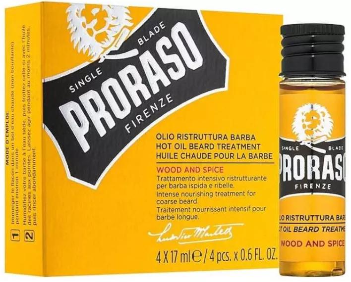 Proraso Behandeling met hete olie voor baardhout en kruiden 4x17ml