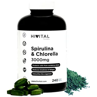 Hivital Spirulina und Chlorella 3000 mg 240 vegane Tabletten