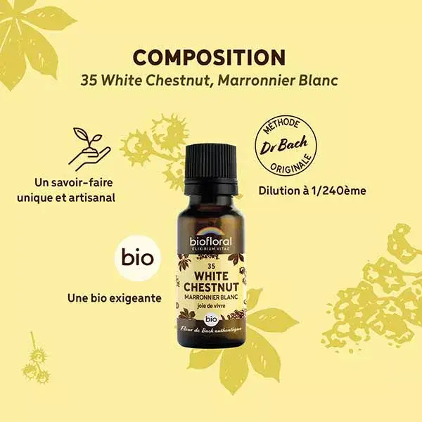 Biofloral 35 White Chestnut Marronier Blanc Granules Bio Fleur De Bach 19,5 Gr