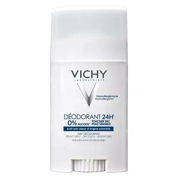 Vichy Déodorant 24h Toucher Sec Peaux Sensibles Stick Lot de 2 x 40ml