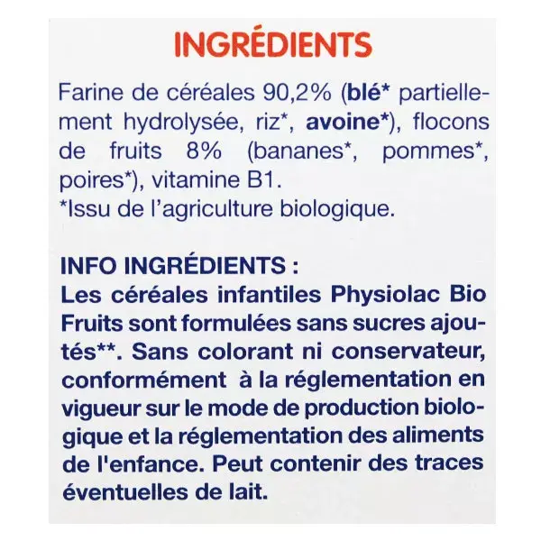 Physiolac Organic Fruit Cereals 200g