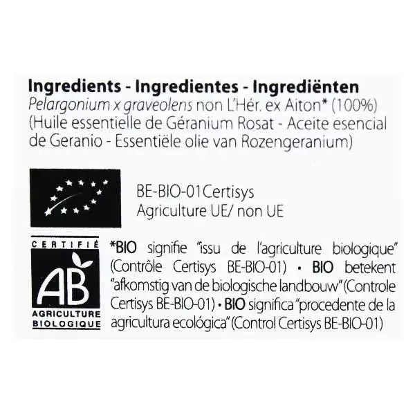Pranarm aceite orgnico esencial geranio Rosat CV Bourbon 10ml