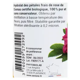 Oemine Eau Florale Alimentaire Rose Bio 125ml