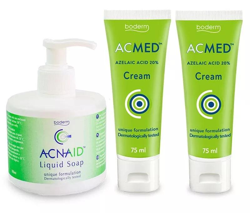 Boderm Moderate Acne Acmed Cream 75 ml 2 Units + Liquid Soap 300 ml