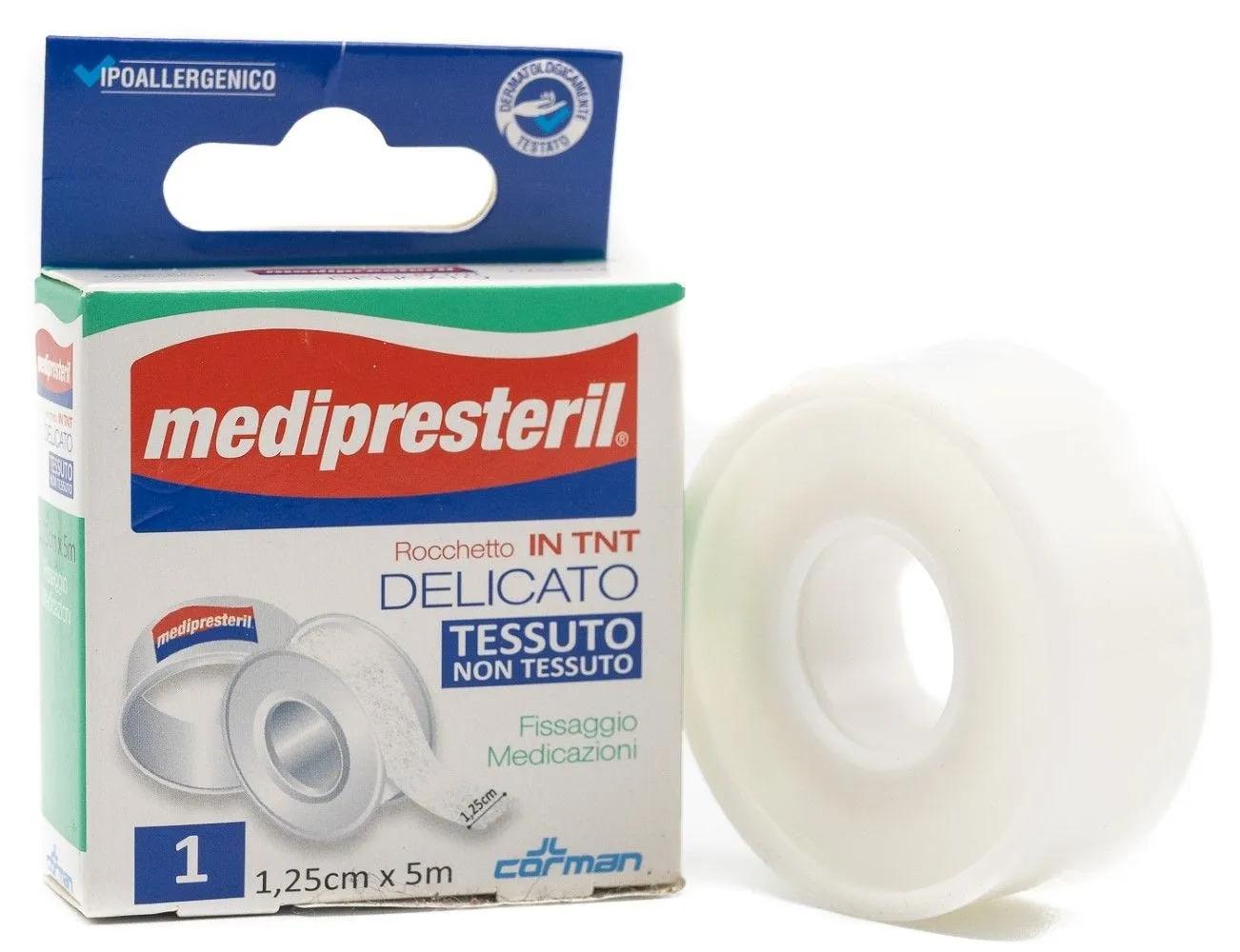 MediPresteril Rocchetto in TNT Delicato per Fissaggio Medicazioni 1,25 cm x 5 metri