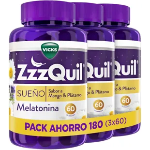 ZzzQuil Sleep Melatonin Mango &amp; Banana 3x60 Gummies