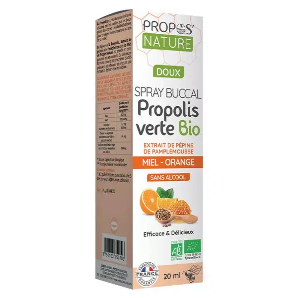 Propos'Nature Green Propolis Buccal Spray Organic Grapefruit 20ml