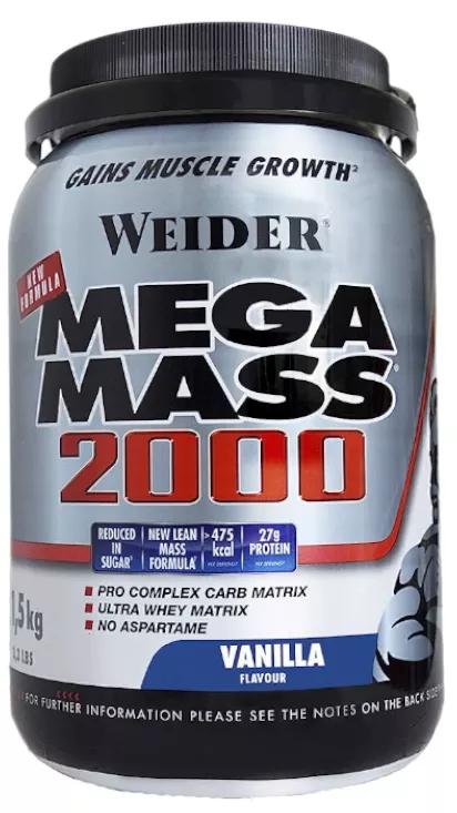 Weider Mega Mass 2000 Saveur Vanille 1,5 Kg