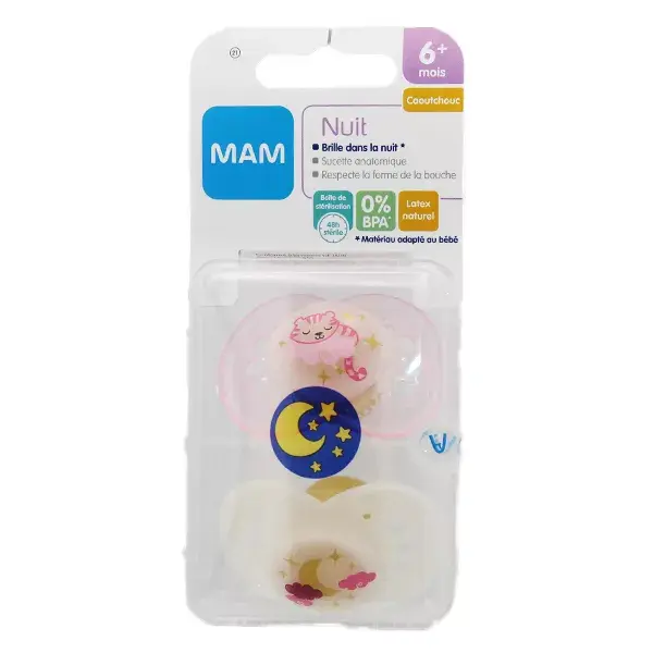 MAM Rubber Night Soother +6m Grey Night Seal Set of 2