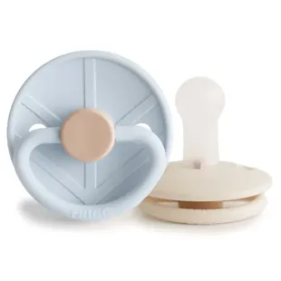 Frigg Little Viking Pacifier Block Silicone Powder Blue/Cream +6m 2 units