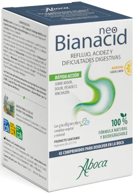 Aboca NeoBianacid Zuurgraad, Reflux, Spijsverteringsproblemen Citroensmaak 45 Tabletten