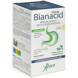 Aboca NeoBianacid Acidez, Refluxo, Dificuldades Digestivas Sabor Limão 45 Comprimidos