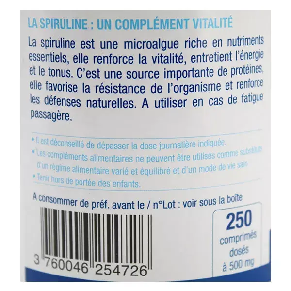 Algonergy Spirulina Bio - Raw 250 comprimidos