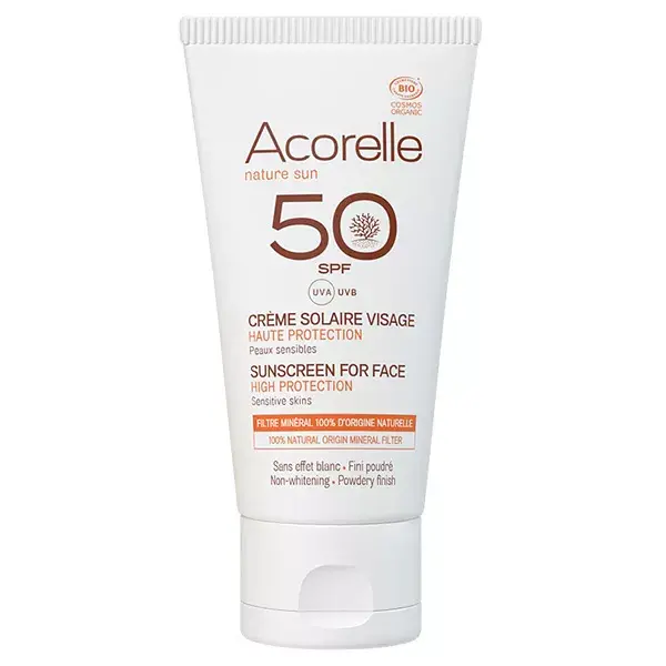Acorelle Crème Solaire Visage SPF50 Bio 50ml