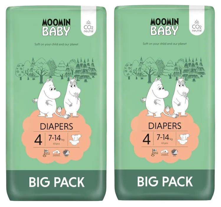 Moomin Baby Diapers Size 4 (7-14 Kg) 2x63 units