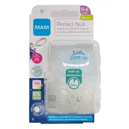 MAM Perfect Sucette Anatomique Nuit +2m Little Dreamer Lune Lot de 2 + Boîte de Stérilisation