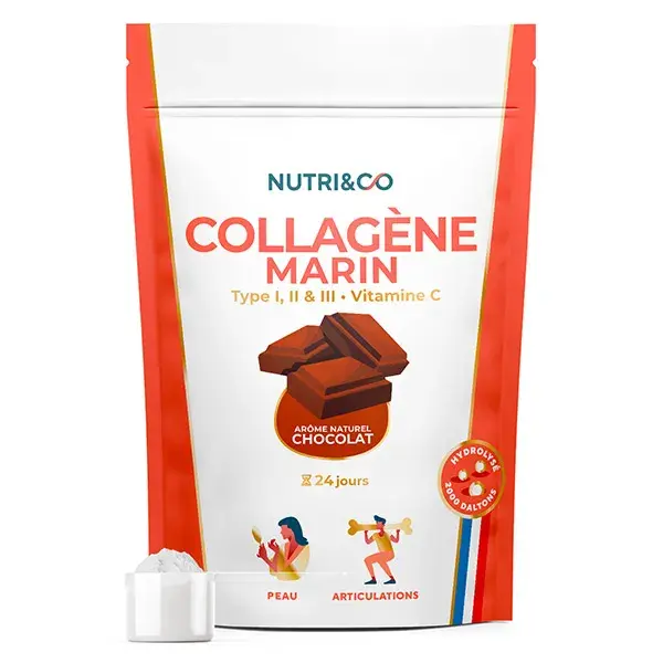 Nutri&Co Collagène Marin Type 1, 2 & 3 Peau & Articulations Goût Cacao 240g