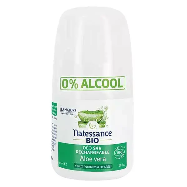 Natessance Organic Refillable Deodorant 24h Aloe Vera Roll-On 50ml