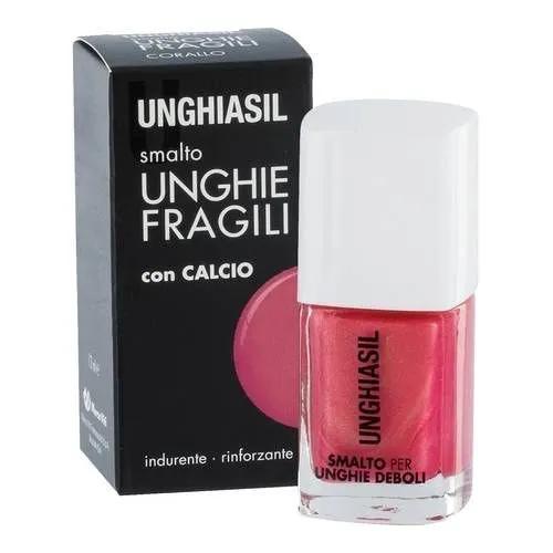 Unghiasil Smalto Per Unghie Fragili con Calcio Colore Corallo 12 ml