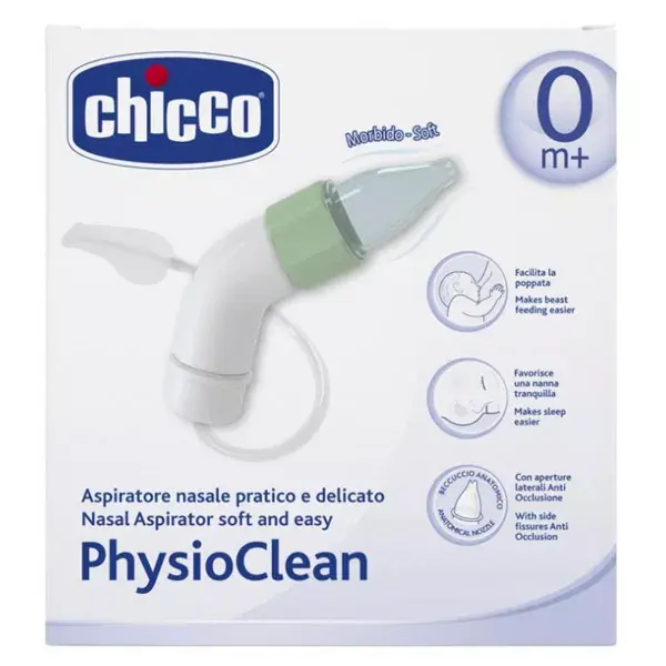 Chicco Aspirador Nasal Soft & Easy Physioclean Boquilla Suave de Silicona con Filtro 1 unidades