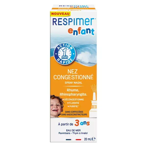 Respimer Enfant Nez congestionné Rhume Rhinopharyngite spray nasal dès 3 ans 20ml
