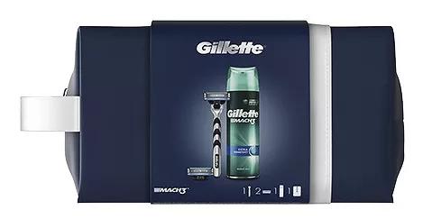 Gillette Pack Mach3 Maquinilla + 2 Recambios + Gel Afeitar 200 ml + Neceser