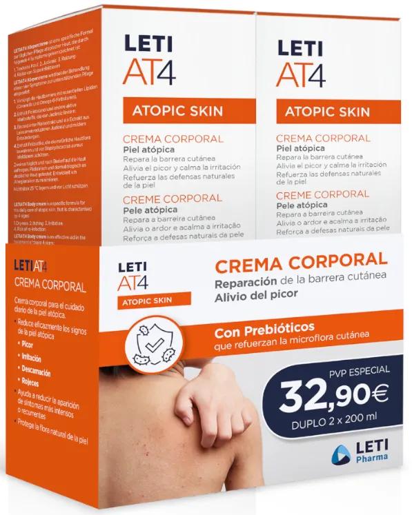 LetiAT4 Crème Corps Peau Atopique 2x200 ml