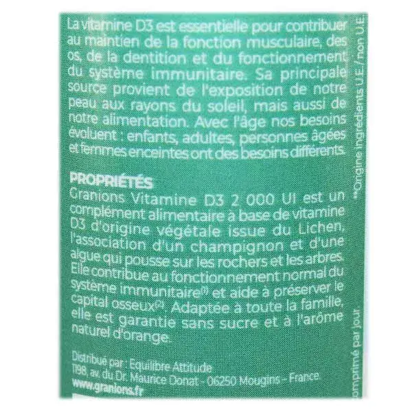 Granions Vitamine D3 2000UI 30 comprimés à croquer