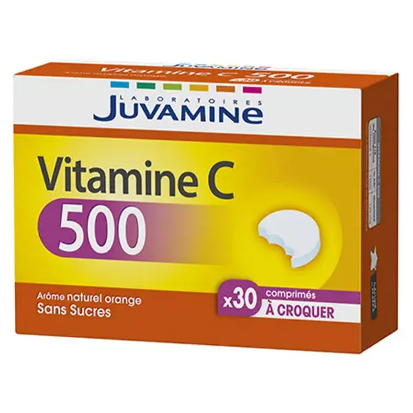 Juvamine Vitamine C 500 Sans Sucres 30 comprimés à croquer