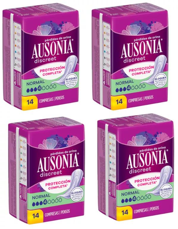 Ausonia Discreet Compresa Normal Pérdidas Orina Mujer 4x14 uds