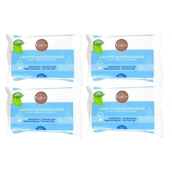 Gifrer Biodegradable Wipes with Thermal Water Lot of 4X60 units