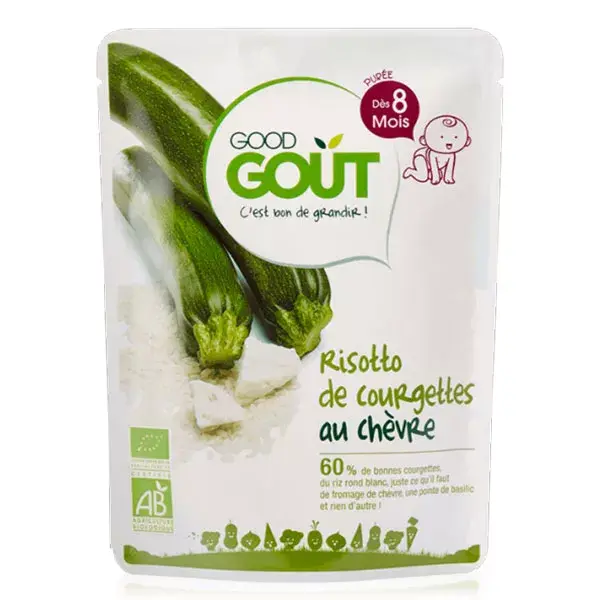 Good Goût Plat Risotto de Courgettes au Chèvre +8m Bio 190g