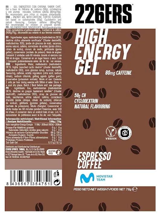 226ERS Gel de Alta Energia de Café Espresso 76 gr