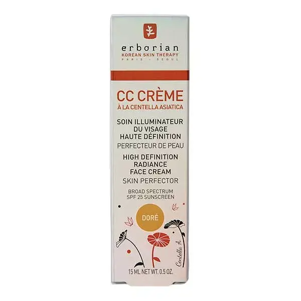 Erborian CC Crème Soin Illuminateur à la Centella Asiatica SPF25 Doré 15ml