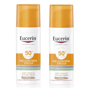 Eucerin Oil Control Dry Touch Gel Solar Facial Cream SPF50+ Tinted Medium 2x50ml