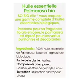 So'Bio Étic Aroma Huile Essentielle Palmarosa Bio 10ml