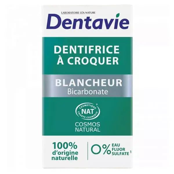 Dentavie Dentifrice à Croquer Blancheur Bicarbonate 60 comprimés