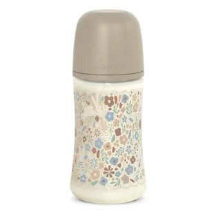Suavinex Wonderland Medium Flow Baby Bottle Flowers Beige +3m 270 ml