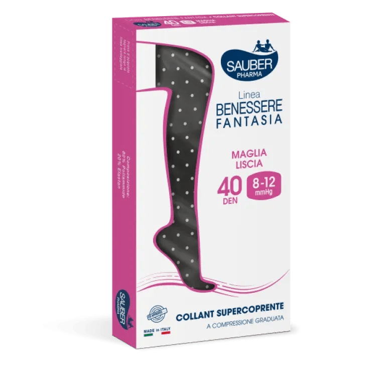 Sauber Pharma Linea Benessere Fantasia 40 Den 8-12 mmHg Pois Bianco e Nero Taglia 2