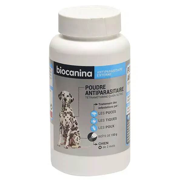 Control de plagas en polvo biocanina perro 150g