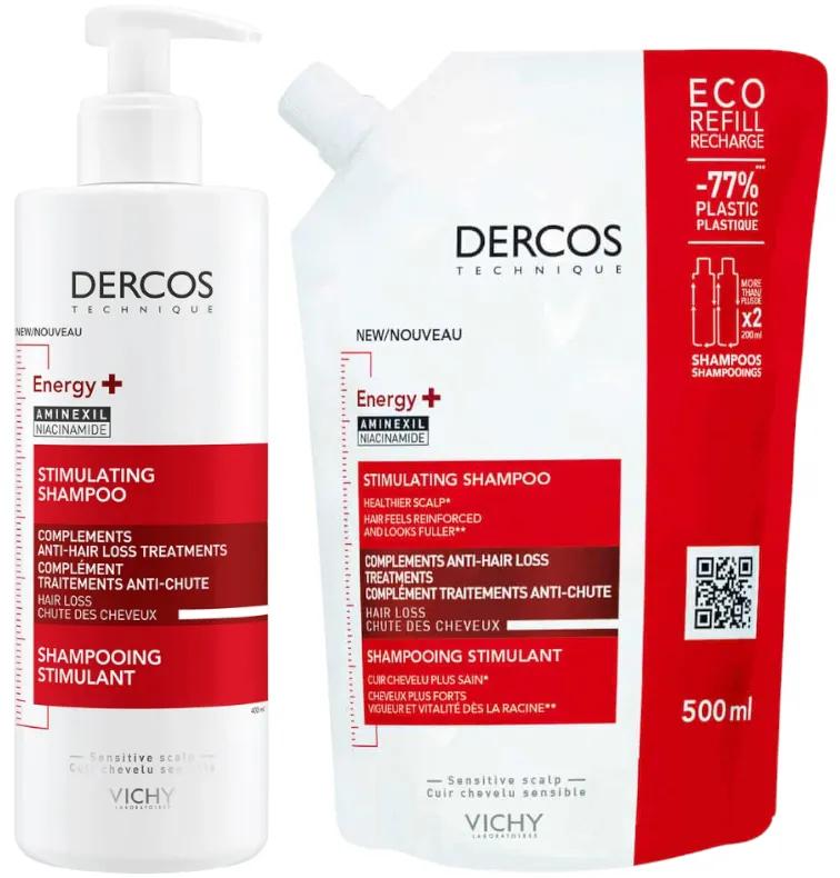 Vichy Dercos Energy+ Stimulierendes Shampoo 400 ml + Nachfüllung 500 ml